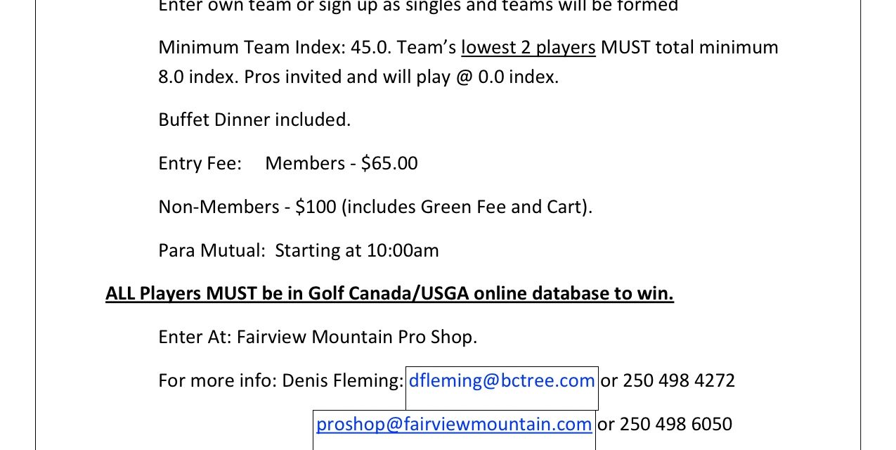 The 2nd Annual Barry Johnson Classic Tournament is set for Fairview Mountain March 28