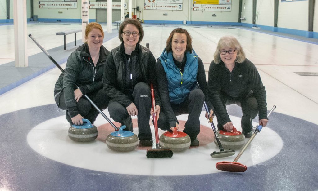 Team Brennan from Summerland, comprising of three sisters and their mom, were the champions of the 2017 Ladies Bonspiel at the Osoyoos Curling Club. Pictured from the left are skip Jodie Brennan, third Amanda Guido, second Melissa St. John and lead Tammy Brennan. (Dan Walton photo)