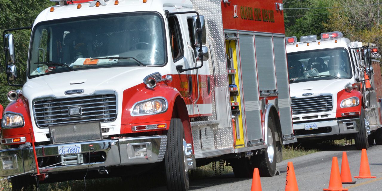 Firetruck puts out truck fire