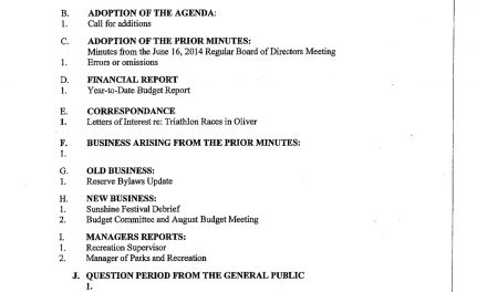Oliver Parks and Recreation Society holds board meeting tonight