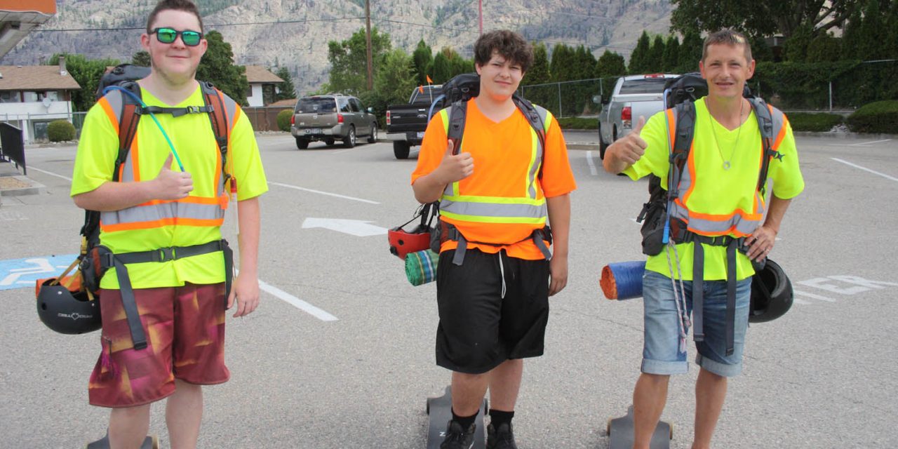 Father, son and son’s friend longboarding across B.C. to raise funds for worthy cause