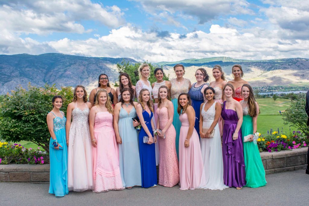 Grade 12 girls pose for a formal group photo. (Dan Walton photo)