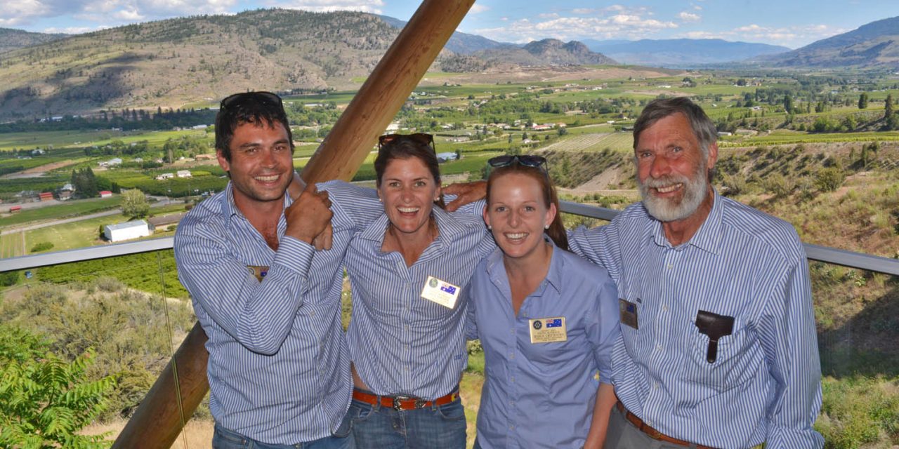 Small group of Aussie farmers compare techniques used in local vineyards to theirs