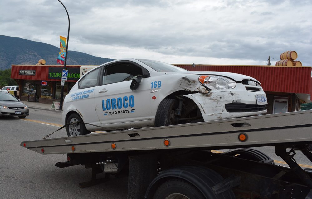 Fender bender on Main Street near Cock and Bull Restaurant