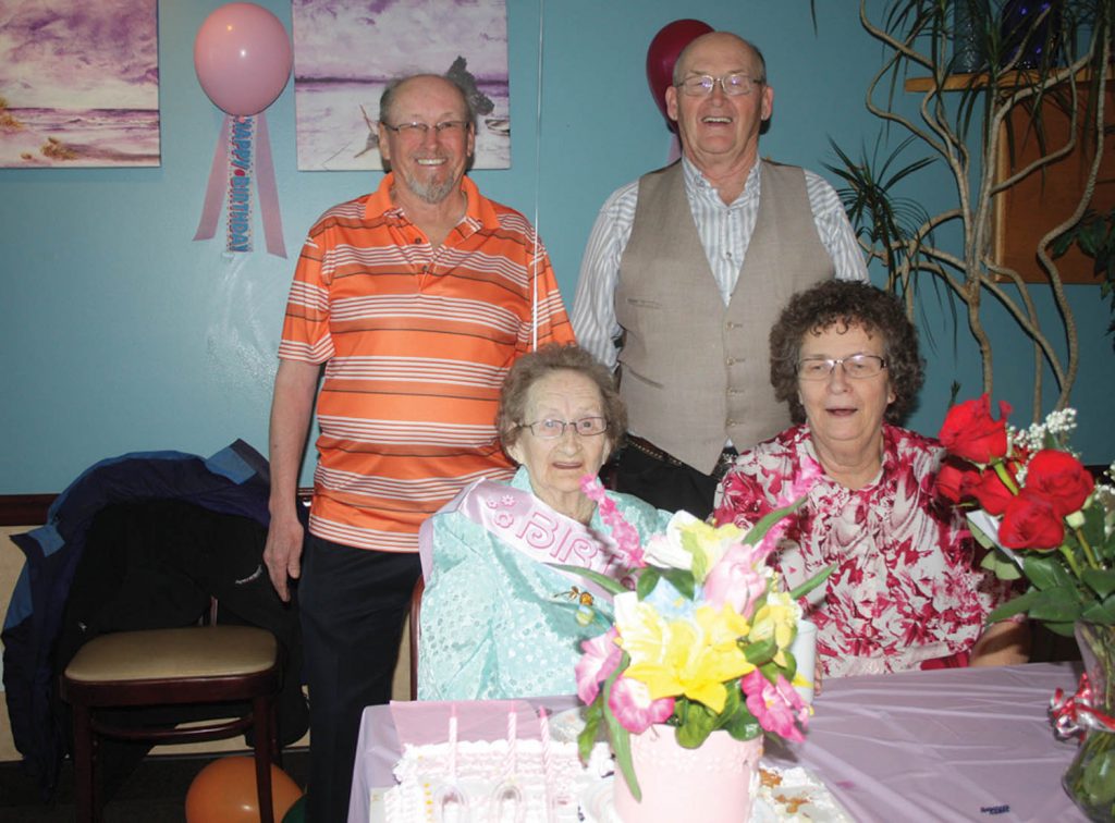Margaret Higginbottom celebrated her 10th birthday two weeks ago. Joining her for the special occasion were her three children Robert (far left), Herb and Blanche. (Keith Lacey photo)