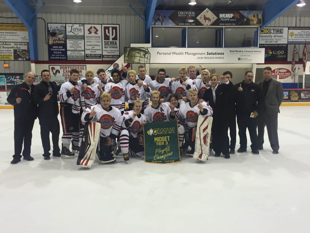 The SOMHA Midget Rep team are league champions and will be leaving next week to compete in the provincial Tier III championships in Terrace. (Contributed photo)
