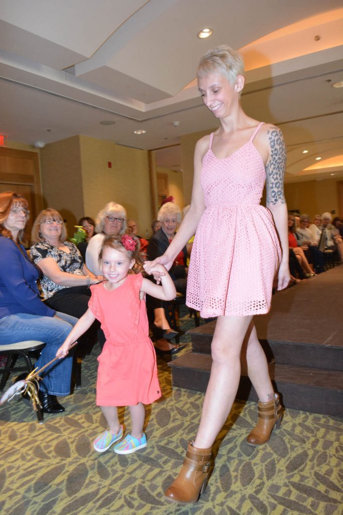 Cheyanne Snyder and daughter Bella from Unity Clothing had a ball walking down the runway during last Saturday’s fashion show hosted by Soroptimist International of Osoyoos. (Lyonel Doherty photo)