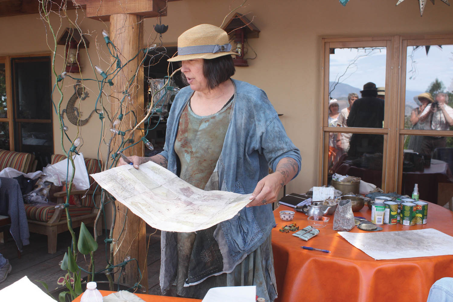 Renowned Australian artist India Flint was the special guest of the Desert Sage Weavers and Spinners Guild during a five-day workshop held at the home of guild president Hilary Robertson last week. (Keith Lacey photo)