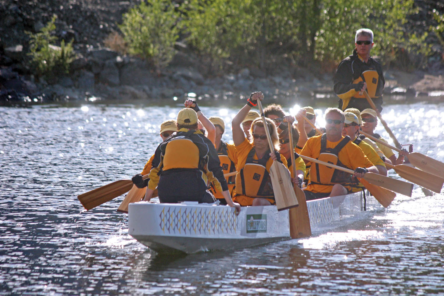 The Osoyoos Dragonboat team began practices for the 2014 season on Osoyoos Lake this weekend. They also held an open house and information session to attract new members Saturday afternoon at the Holiday Inn. New members can show up for practices that take place every week on Sunday and Wednesday mornings and Monday and Thursday evenings. Members meet at the Holiday Inn docks. (Keith Lacey photo)