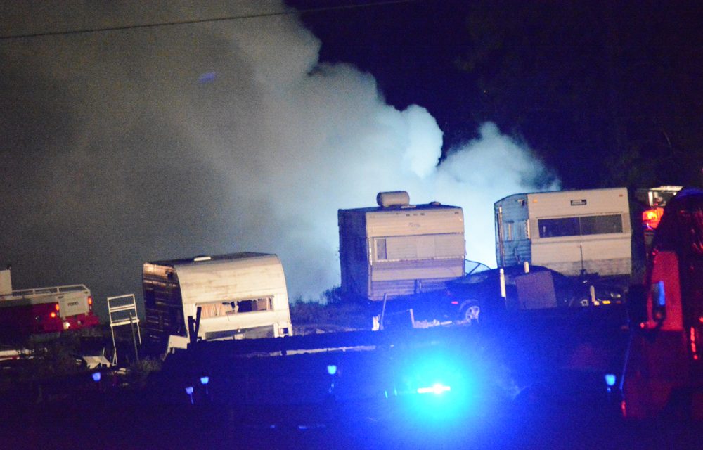 Mobile home reportedly destroyed by fire