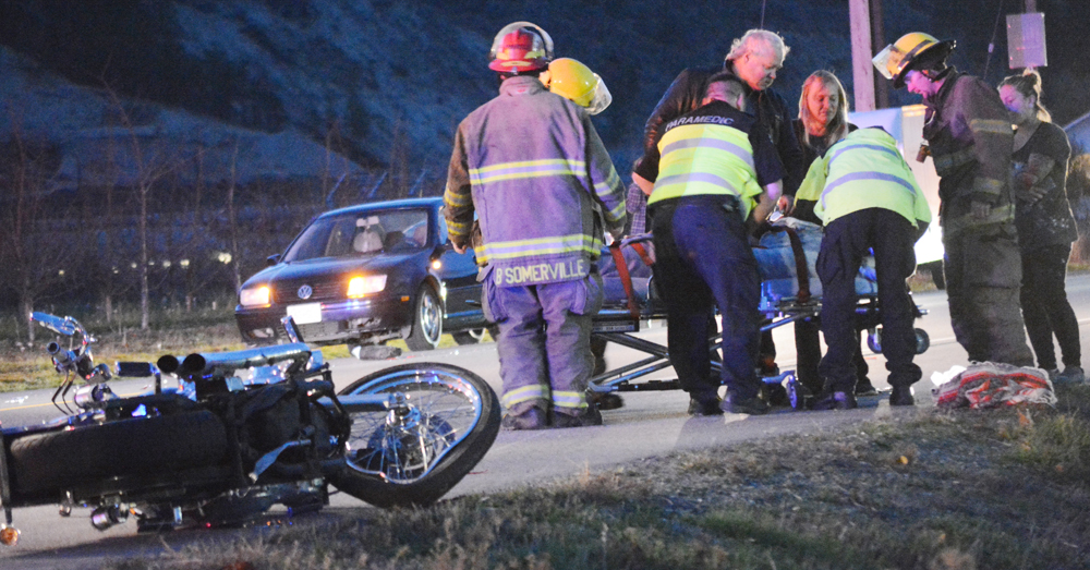 Motorcyclist taken to hospital after crash