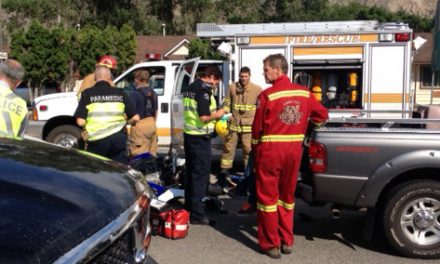 Motorcyclist injured in two-vehicle collision