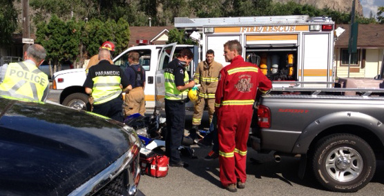 Motorcyclist injured in two-vehicle collision
