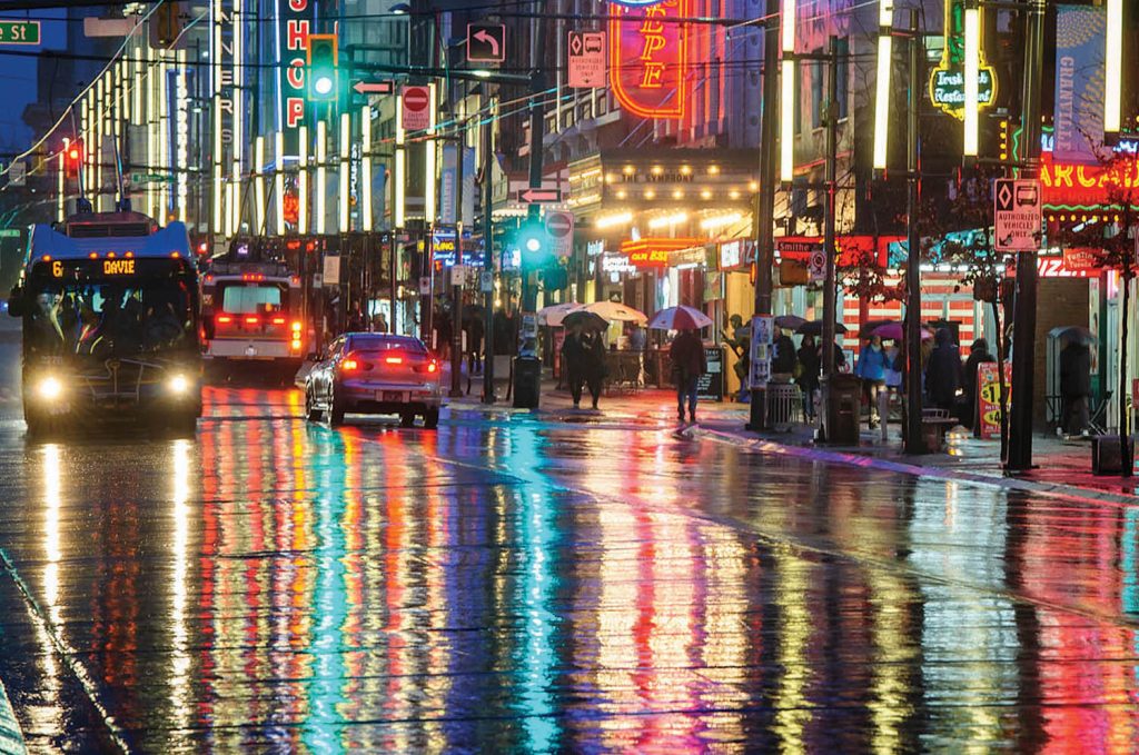 This photograph displays Vancouver’s Granville Street when it was lit up in lights. The city’s abundant rain intensifies the colours of the light as it is reflected on the pavement. This is one of many photographs taken by Richard McGuire that will be on display at JoJo’s Cafe in Osoyoos for a show that kicks off this Saturday. (© Richard McGuire Photo)