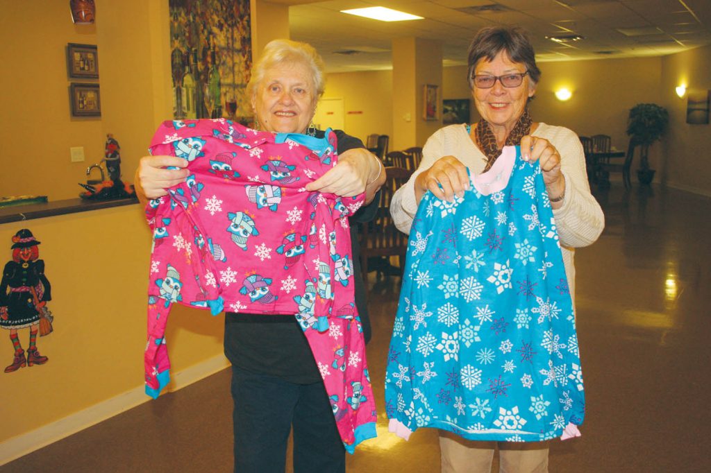 Connie Osachoff (left) and her friend Donna Dodds have organized the third annual Osoyoos Christmas Pyjama Drive. Local residents can purchase pyjamas and drop them off in the lobby of the Cactus Ridge retirement village beginning Nov. 15 and continuing until Dec. 15. (Keith Lacey photo)