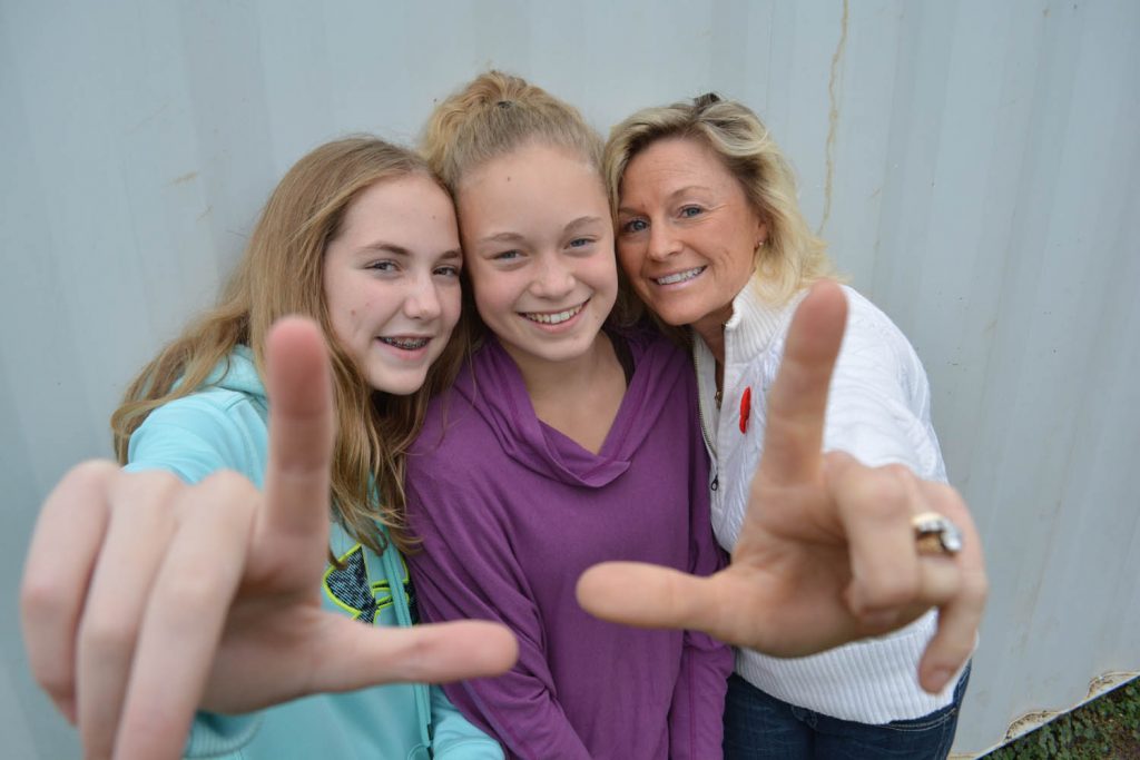 More than 200 people attended the casting call for The Humanity Bureau in Oliver last weekend. The film will start shooting in late November in Osoyoos and Oliver. Shown here hoping to get a callback are, from left, Maddie Schindel from Penticton and Christine and Teresa Maurer from Okanagan Falls. (Lyonel Doherty photo)