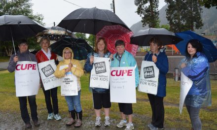 Teachers brave the rain for rotating strikes