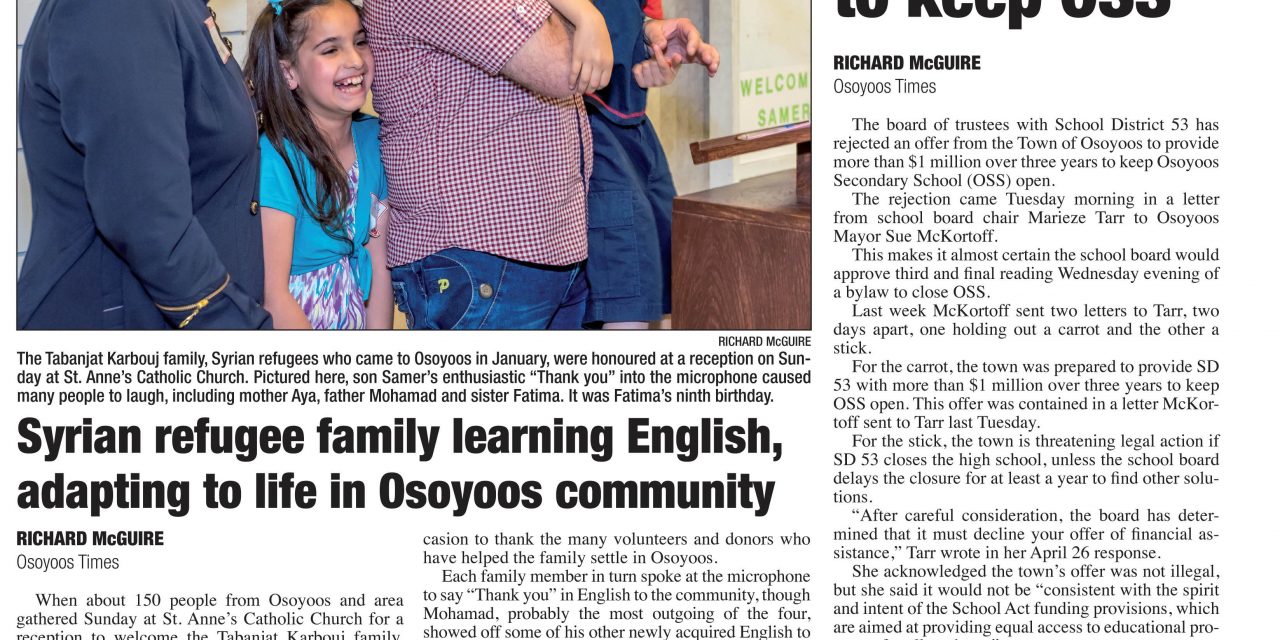 Osoyoos Times top stories for April 27 – CIRO Radio 106.5 FM