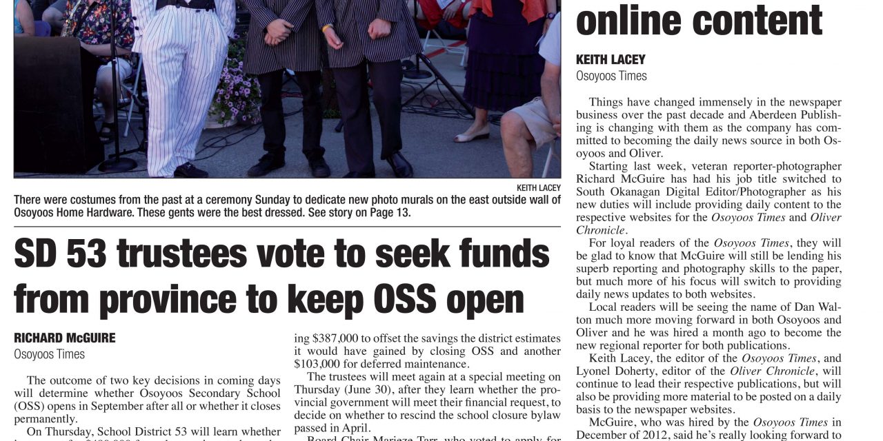 Osoyoos Times top stories for June 29 – CIRO Radio 106.5 FM