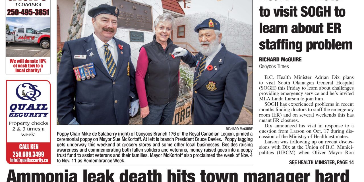 AUDIO: Osoyoos Times top stories for October 25 – CIRO Radio 106.5 FM