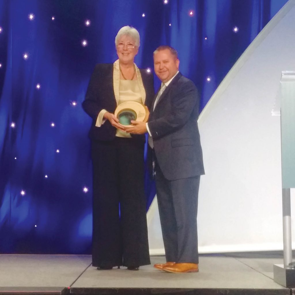 Gail Scott, the manager director of Destination Osoyoos, was proud to pick up the Professional Excellence Award at the 2015 BC Tourism Industry Awards in Vancouver last week. (Photo supplied)