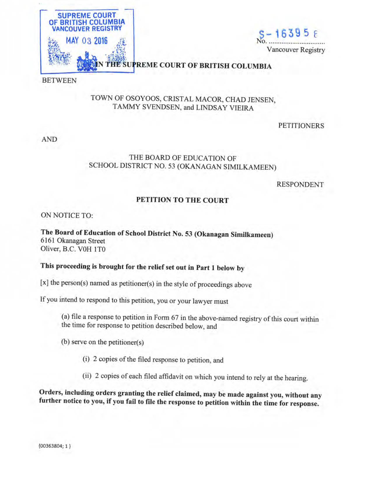 Pages from 2016 05 03 Petition 163958 to Supreme Court of BC Osoyoos School