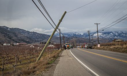 Highway 97 closed after hydro pole hit