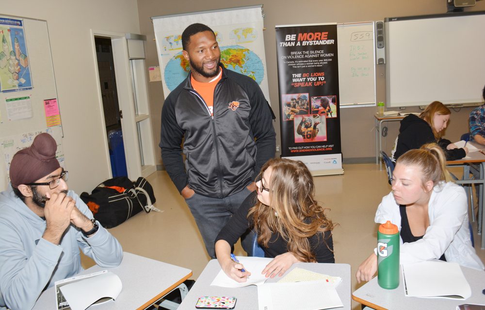 BC Lions tell Oliver students not to be bystanders to sexual harassment and assault