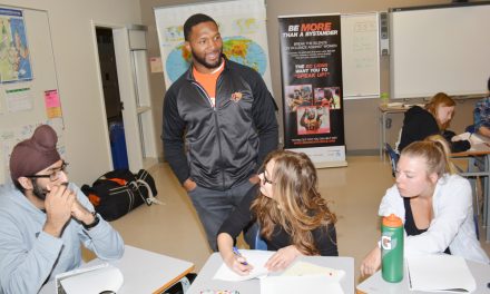 BC Lions tell Oliver students not to be bystanders to sexual harassment and assault