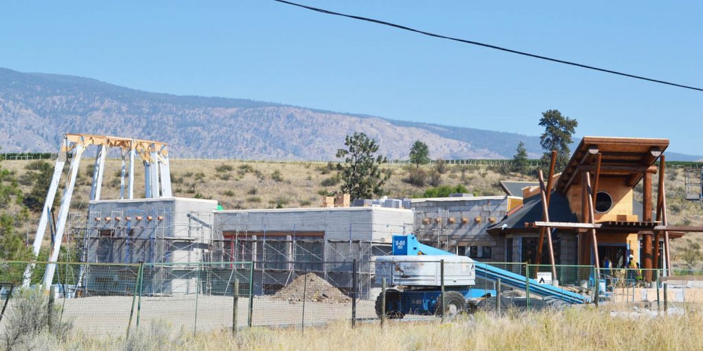 The Osoyoos Indian Band will be moving into its impressive new office space in the coming weeks. The “gathering space” is being built to resemble the traditional plateau-style hat of the interior tribes. Once it’s completed, the gathering space will be able to hold 200 people. (Trevor Nichols photo)
