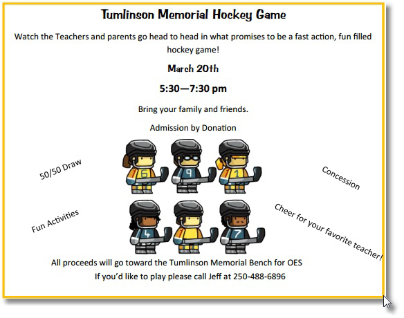 Benefit hockey game set for this evening at Oliver Arena
