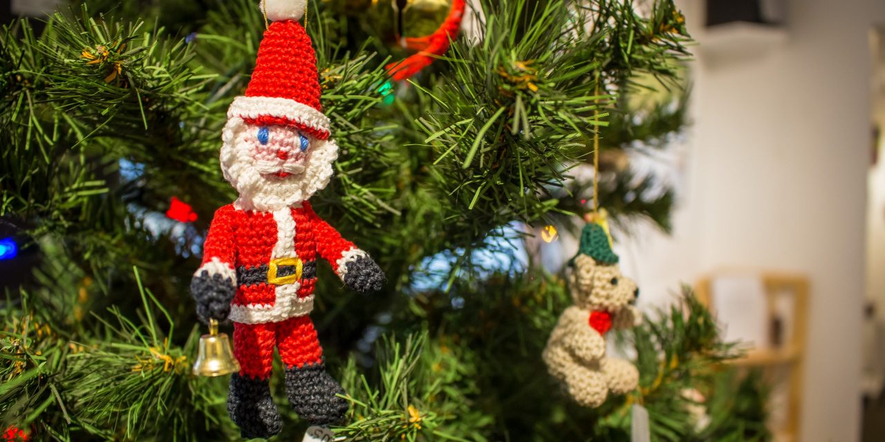 Crocheted ‘Christmas Treasures’ for sale at art gallery