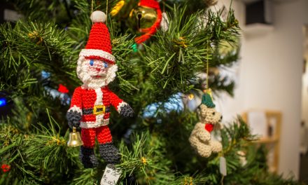 Crocheted ‘Christmas Treasures’ for sale at art gallery