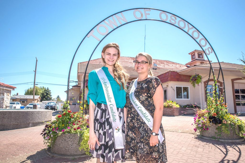 Chelsea Cameron-Horner (left) and Viveka Jensen, both from Osoyoos, are among the nine candidates from across the province seeking to be chosen as B.C. Ambassadors. They are encouraging people to vote for them online. (Richard McGuire photo)