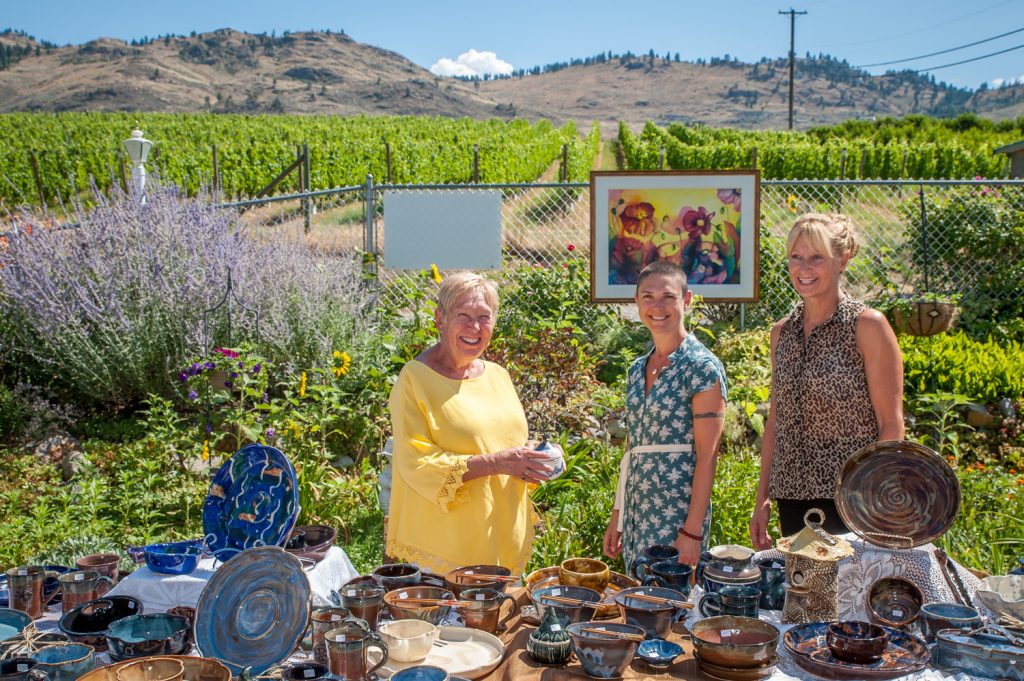 At the garden of Sharon Leonard (left) four artists showed their work on Saturday and Sunday in Art in the Garden. Leonard is a painter, her daughter Shannon Leonard (centre) is a fine art photographer and Deb Thomson (right) is a potter. Another potter, Lucy Stoppler, showed her work, but wasn't present. (Richard McGuire photo)
