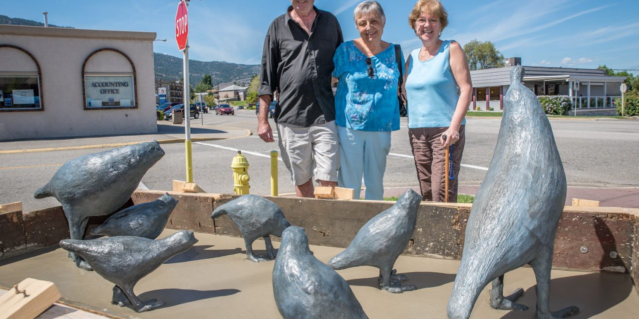 Three local artists create quail sculpture for lawn in front of Osoyoos Art Gallery