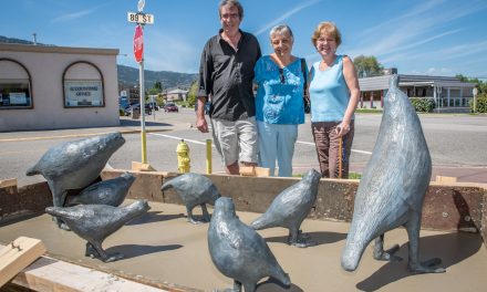 Three local artists create quail sculpture for lawn in front of Osoyoos Art Gallery