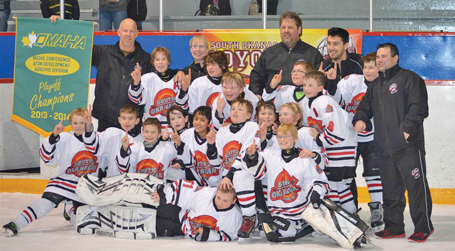 The SOMHA Atom Development team won its playoffs on the weekend in Penticton. (Photo supplied)