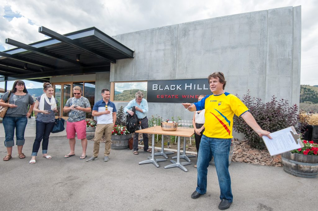 Glenn Fawcett, president of Black Hills Estate Winery, speaks to media at the official opening of Joy Road Vineyard Kitchen. (Richard McGuire photo)