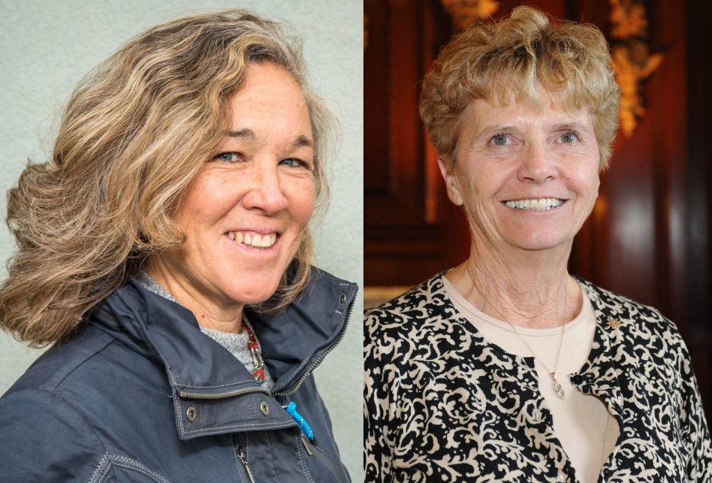 Colleen Ross, (left), the provincial NDP candidate in Boundary-Simikameen, will be facing off with Linda Larson, the B.C. Liberal candidate and the incumbent MLA at a candidates' forum in Osoyoos March 23.