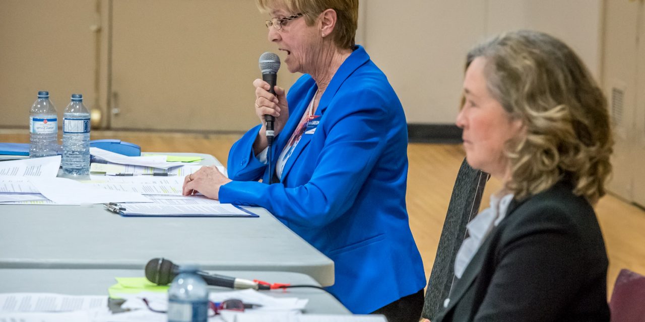 Larson takes dig at Ross for her children born out of B.C. as candidates read talking points at forum