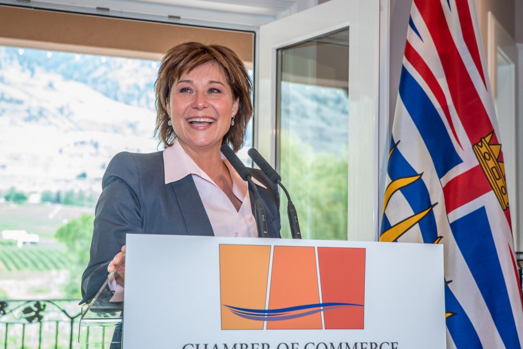 B.C. Premier Christy Clark spoke last Thursday at a lunch organized by the South Okanagan Chamber of Commerce at the Silver Sage Winery. (Richard McGuire photo)