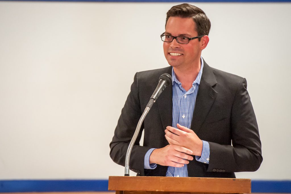 Marshall Neufeld spoke at the Conservative nomination in Osoyoos Friday evening. The following evening he was chosen at the federal Conservative candidate for next year's election by 88 per cent of the 649 party members who voted. (Richard McGuire photo)