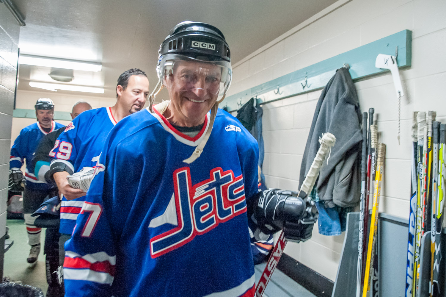 Harold Cox heads out of the dressing room to the ice for his first skate since his cardiac arrest. (Richard McGuire photo)