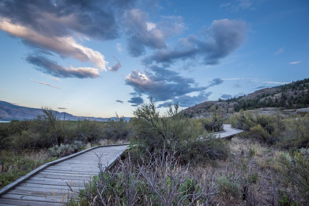 The setting sun lights up clouds as evening falls on the Osoyoos Desert Centre. (Richard McGuire photo)