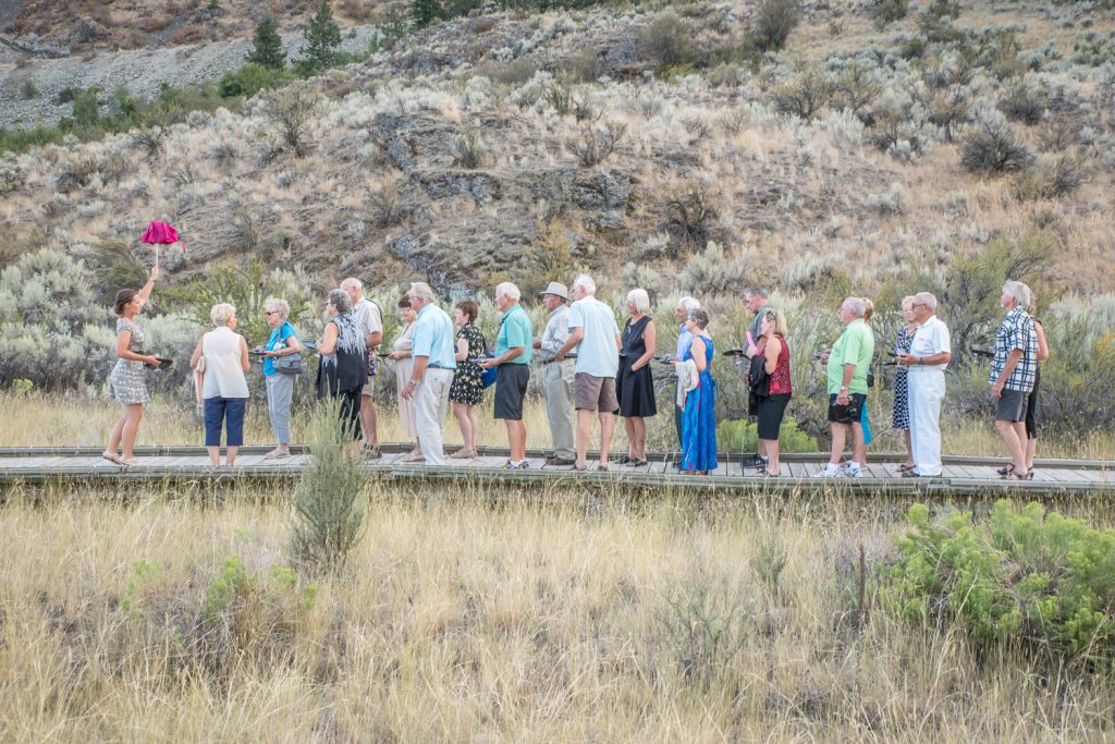 After dinner at Romancing the Desert, guests headed out onto the boardwalk for a guided tour. (Richard McGuire photo)