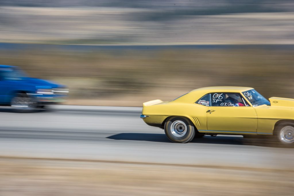 Two cars race down the track at the Wine Country Racing Association's drag races on Sunday. It was a beautiful day and the races were well attended. For those who missed the fun, there will be one more race date this year on Sunday, Oct. 11. (Richard McGuire photo)