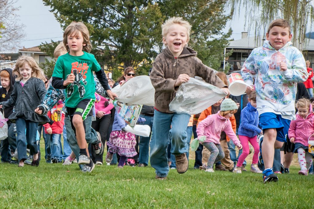 It was only a matter of milliseconds from the word "go" to dozens of children making a beeline onto the field in Saturday morning's Easter egg hunt. And it was only a few more milliseconds until they'd gathered every candy egg from the field. (Richard McGuire photo)