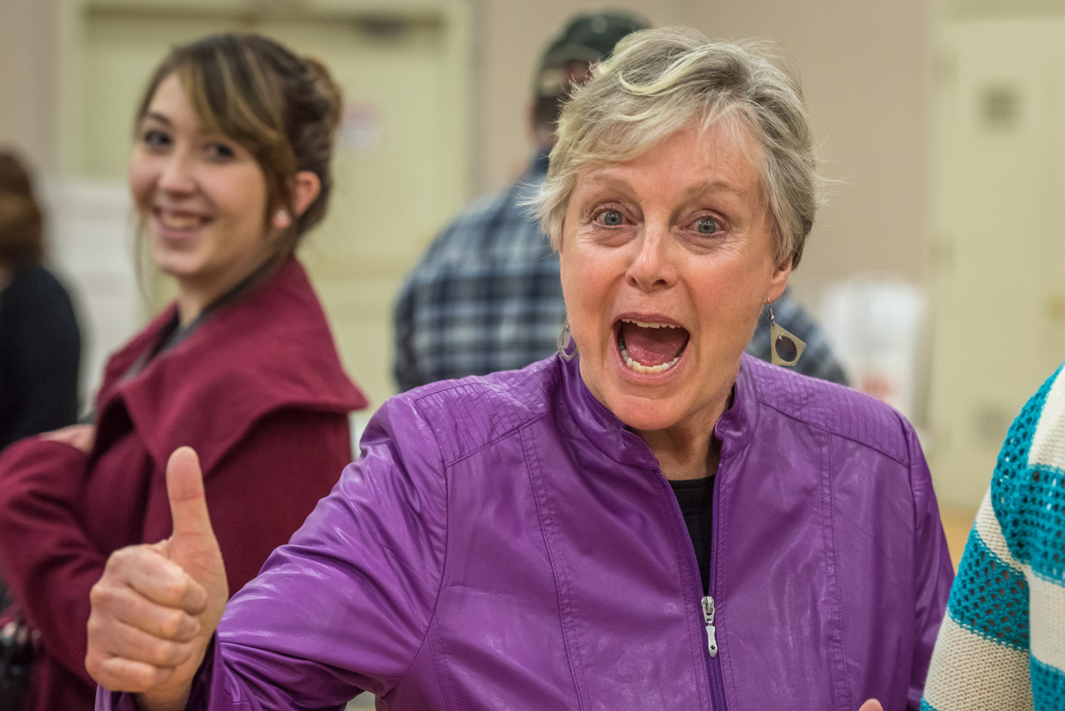 Sue McKortoff celebrates after being elected as the new mayor of Osoyoos by a landslide. With 1,285 votes, she was nearly 1,000 votes ahead of second-place finisher Ray Vandenberg. McKortoff, who served as a councillor on the last council, is the first female mayor of Osoyoos. (Richard McGuire photo)