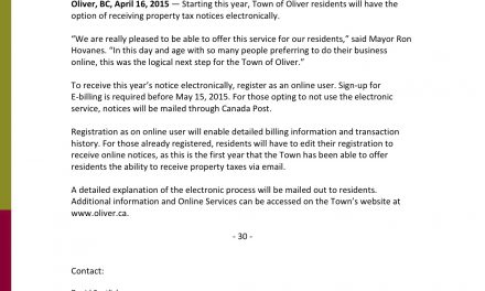 Property taxes available electronically in Oliver